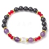 Natural Amethyst and Natural Black Onyx Stretch Bracelets BJEW-JB11113-1