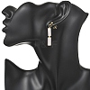 Rectangle Brass Natural White Jade Dangle Stud Earrings EJEW-JE06768-4