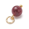 Dyed Natural Green Jade Imitation Tourmaline Round Bead Charms PALLOY-JF05068-5