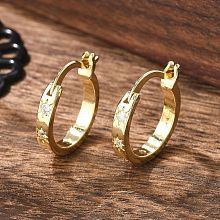 Brass Micro Pave Clear Cubic Zirconia Hoop Earrings EJEW-H125-18G