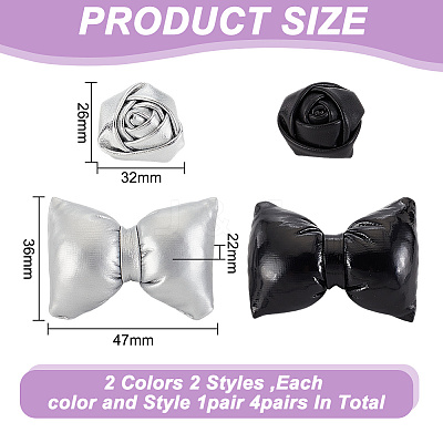 4 Pairs 4 Styles Imitation Leather Shoe Buckle Clips AJEW-FG0004-56-1