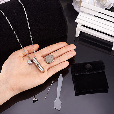 1Pc Word 304 Stainless Steel Column Urn Ashes Necklace DIY-TA0010-07D-1