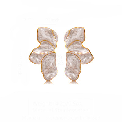 304 Stainless Steel Petaline Stud Earrings EJEW-D347-01G-1