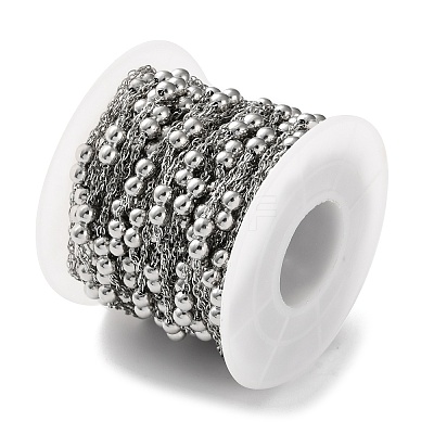 304 Stainless Steel Cable Chains with Beads CHS-F020-08P-1