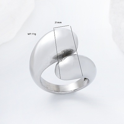304 Stainless Steel Cuff Open Rings for Women AP0200-3-1