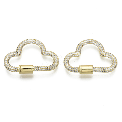 Brass Micro Pave Cubic Zirconia Screw Carabiner Lock Charms ZIRC-N039-006A-NF-1