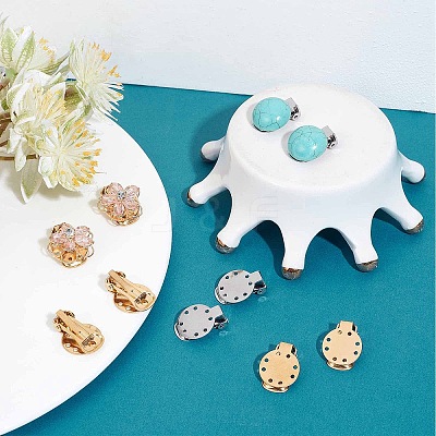20Pcs 2 Colors 304 Stainless Steel Clip on Earring Pads STAS-SC0004-25-1