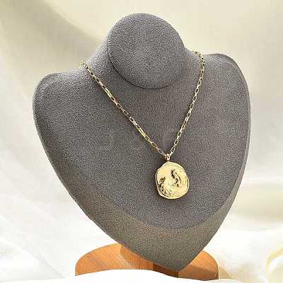 304 Stainless Steel Constellation Pendant Necklaces NJEW-K392-01G-03-1