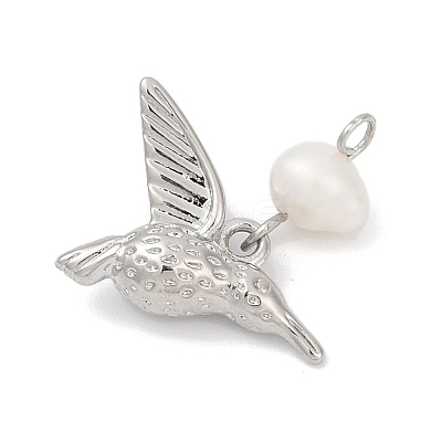 Natural Cultured Freshwater Pearl & Brass Pendants KK-U062-03P-1