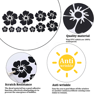 4 Sheets 2 Colors Flower PVC Waterproof Car Stickers DIY-GF0008-94A-1
