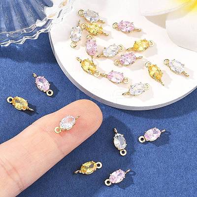 SHEGRACE Brass Pave Cubic Zirconia Oval Connector Charms XGRQ2O464-437G-1