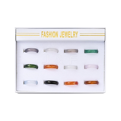 Natural Agate Rings X-RJEW-S042-04-B-1