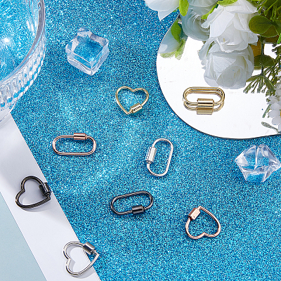8Pcs 2 Styles 4 Colors Alloy Screw Carabiner Lock Charms FIND-DC0008-31B-1