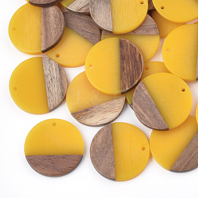 Resin & Walnut Wood Pendants RESI-S358-02B-06-1