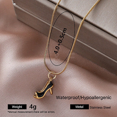 304 Stainless Steel Enamel High Heel Pendant Necklaces for Girls VK7277-6-1
