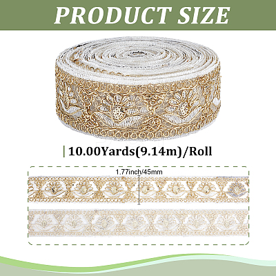 10 Yards Organza Embroidery Flower Ribbons with Paillettes SRIB-WH0011-202B-1
