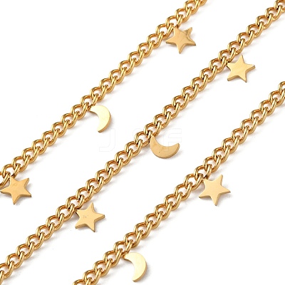 304 Stainless Steel Curb Chains with Star Charm CHS-F020-03G-02-1