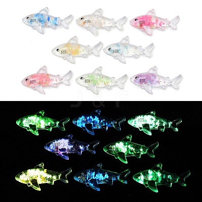 10Pcs Transparent Luminous Acrylic Pendants TACR-FP0001-02C-1