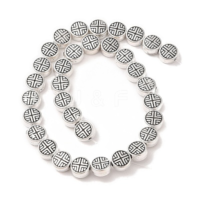 Tibetan Style Flat Round Alloy Bead Strands TIBEB-O007-09-NR-1