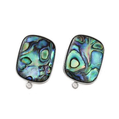 304 Stainless Steel Pave Natural Paua Shell Stud Earring Findings STAS-Z125-08P-1