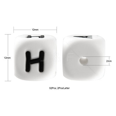 52Pcs 26 Style Food Grade Eco-Friendly Silicone Beads SIL-LS0001-03-1