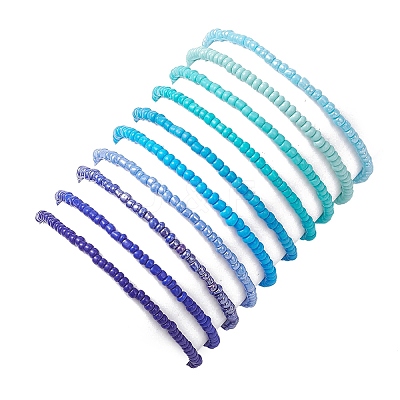 10Pcs Glass Seed Beads Stretch Bracelets for Women BJEW-MZ00242-1