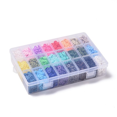 240G 24 Colors Handmade Polymer Clay Beads CLAY-JP0001-07-8mm-1