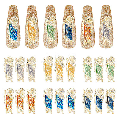 18Pcs 6 Colors Zinc Alloy Enamel Cabochons MRMJ-AR0001-15-1