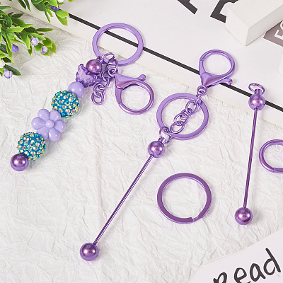 5Pcs Alloy and Brass Bar Beadable Keychain for Jewelry Making DIY Crafts DIY-SW0001-15C-1