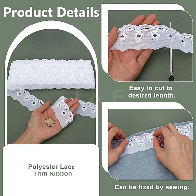 16 Yards Polyester Lace Trim Ribbon OCOR-WH0070-179A-1
