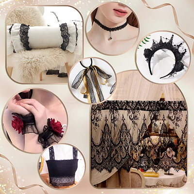 40M Nylon Elastic Double Edged Picot Lace Ribbons OCOR-WH0101-47A-1