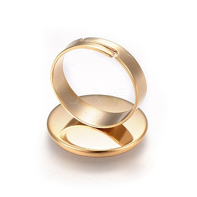 Adjustable 201 Stainless Steel Finger Rings Components X-STAS-G187-01G-18mm-1