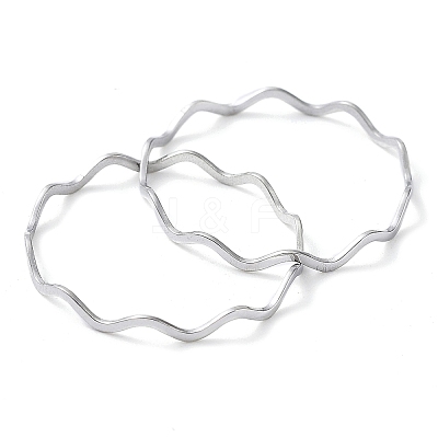 Non-Tarnish 304 Stainless Steel Wave Finger Rings RJEW-G298-01P-1