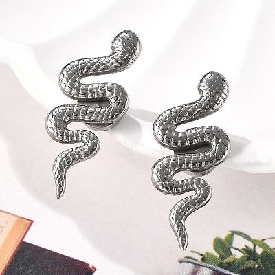 304 Stainless Steel Snake Clip-on Earrings EJEW-B116-03P-1