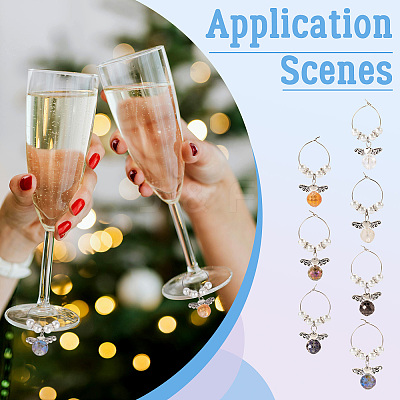 14Pcs 7 Colors Glass Wine Glass Charms AJEW-TAC00022-1