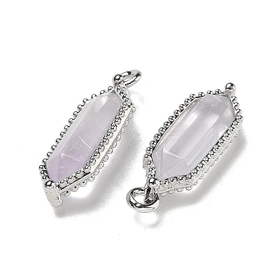 Natural Amethyst Faceted Double Terminal Pointed Pendants G-G181-05P-02-1