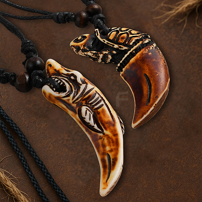 3Pcs 3 Styles Resin Fishhook Horn with Shark NJEW-HY0001-08A-1