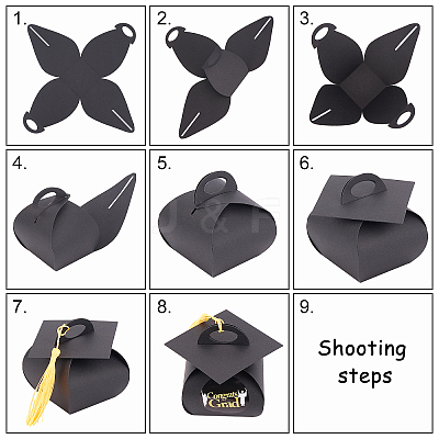 Graduation Cap Shaped Paper Gift Box CON-WH0072-76-1