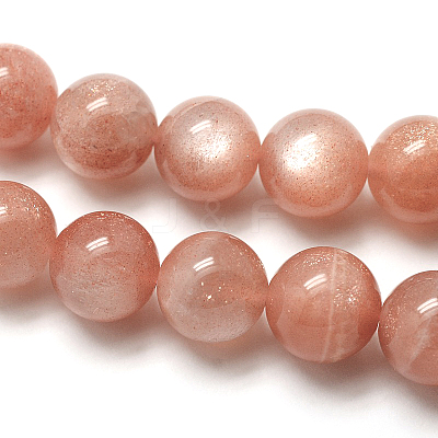 Grade AAA Natural Gemstone Sunstone Round Beads Strands G-E251-34-4mm-1