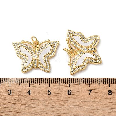 Brass Micro Pave Clear Cubic Zirconia Pendants KK-B083-37B-G-1