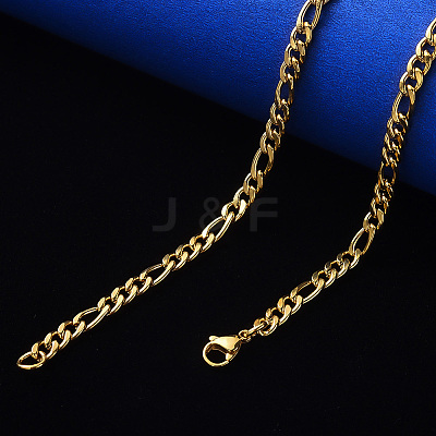 PVD Vacuum Plating 304 Stainless Steel Figaro Chain Necklaces NJEW-S420-003B-G-1
