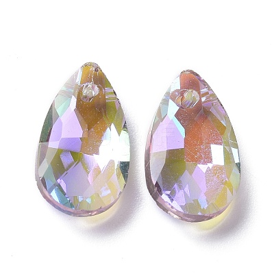 Faceted Teardrop Glass Pendants GLAA-O008-A16-1