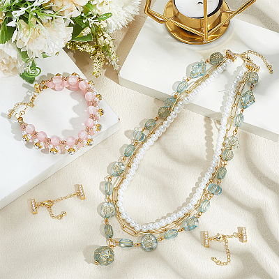 4Pcs Brass Micro Pave Clear Cubic Zirconia Chain Extender KK-BBC0022-80-1