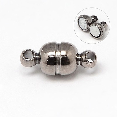 Round Brass Magnetic Clasps with Loops KK-D331-M-NF-1