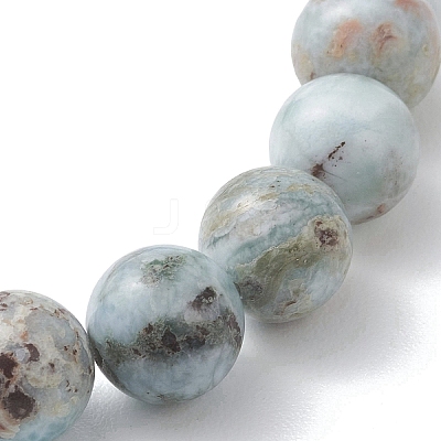 Natural Larimar Round Beads Stretch Bracelets for Women Men BJEW-JB13382-01-1