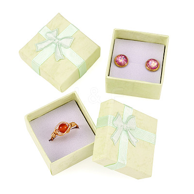 Square Paper Jewelry Ring Gift Boxes with Bowknot CON-TAC0010-80B-1