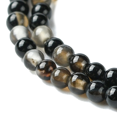 Dyed & Heated Natural Black Agate Bead Strands X-G-A130-2mm-K01-1