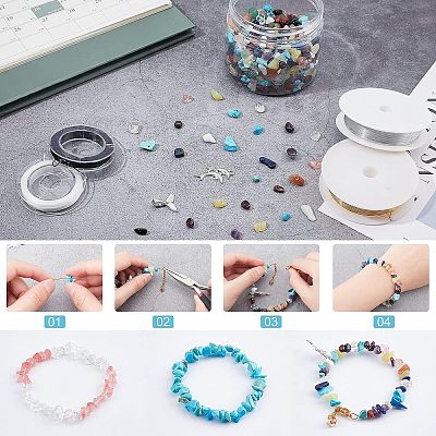 DIY Stretch Bracelets and Wire Wrapped Pendants Making Kits DIY-NB0001-99-1