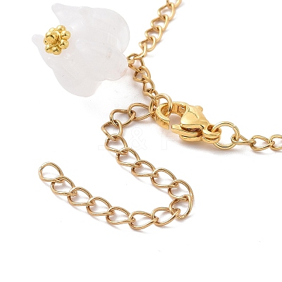 Acrylic Leaf & Flower & Plastic Pearl Charm Bracelet BJEW-JB09077-1