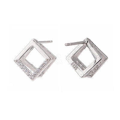 Anti-Tarnish Rhodium Plated 925 Sterling Silver Stud Earring Findings STER-F048-28P-1